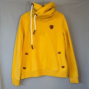Wanakome Womens Pullover Hoodie L Yellow Hiking Outdoors Cabincore Thick READ